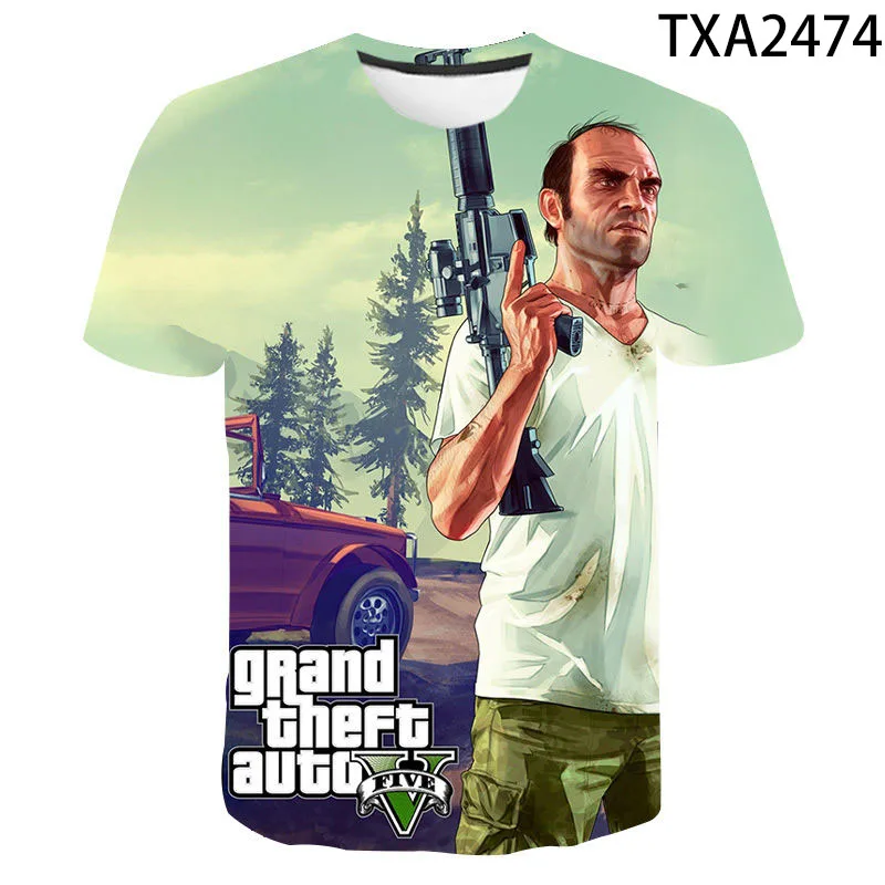 Футболка для мальчиков и девочек с принтом Grand Theft Auto Game Gta 4/5 летняя новая футболка
