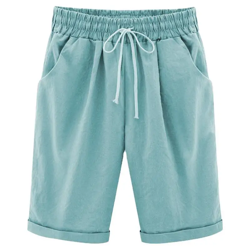 

European And American Summer Casual Five-point Trousers Thin Outer Wear Mid-pants Large Size Women's Loose Five-point Trousers