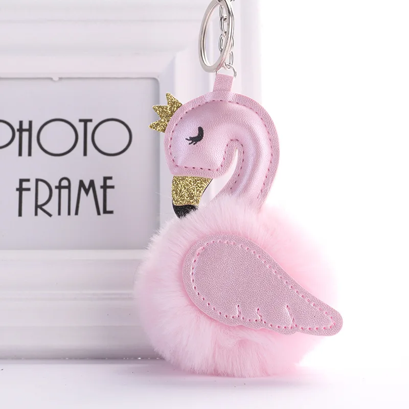 Милый плюшевый брелок для ключей с лебедем из искусственной кожи модная женская