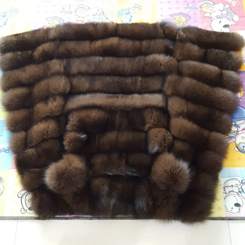 

Pop Brand Winter Real Blue Fox Fur Coat Thick Warm Imitation Of Sables Women's Light Brown Long Jacket The fox fur vest