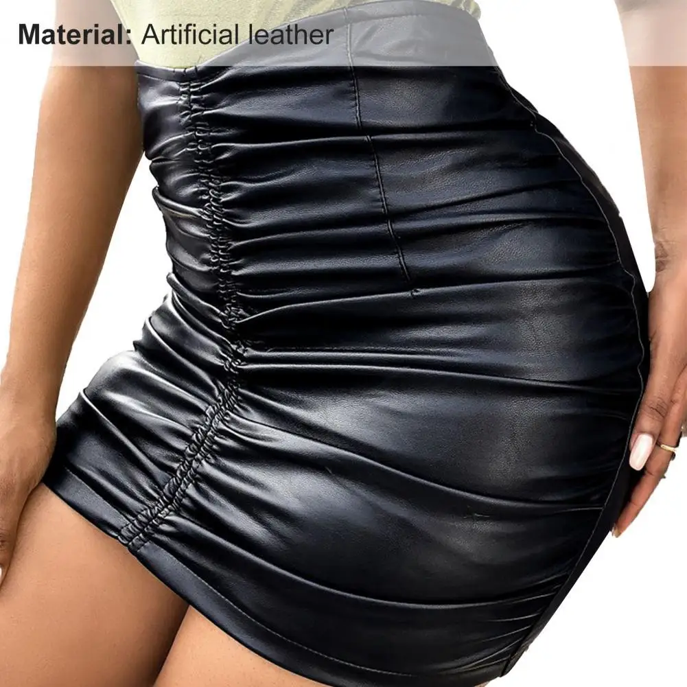 

Юбка-футляр однотонная из искусственной кожи с высокой талией, короткая мини-юбка для вечеринок