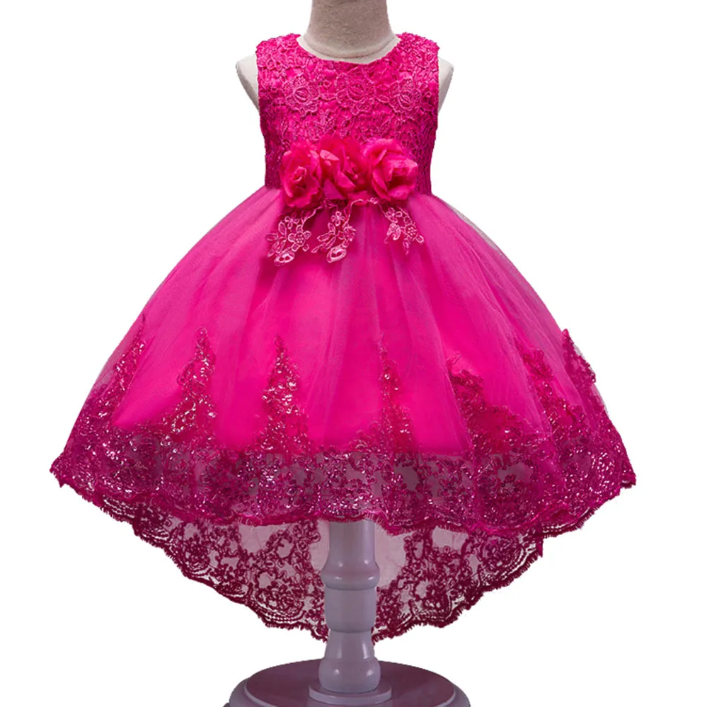 Детское вечернее платье принцессы без рукавов с цветочным рисунком для девочек