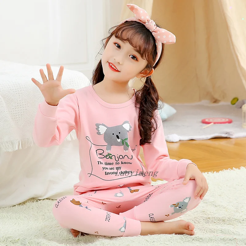 Baby Girls Pajamas Autumn Winter Long sleeve Children's Clothing Sleepwear Cotton Pyjamas Sets For Kids 2 4 6 8 10 12 Years