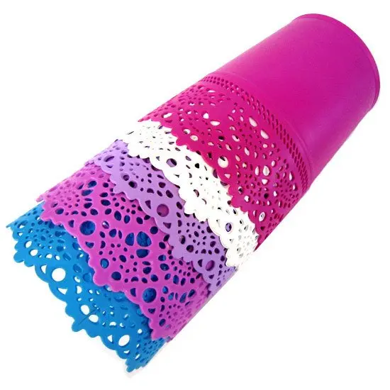 Фиолетовое ведро с рюшами|Цветочные горшки и кадки| |