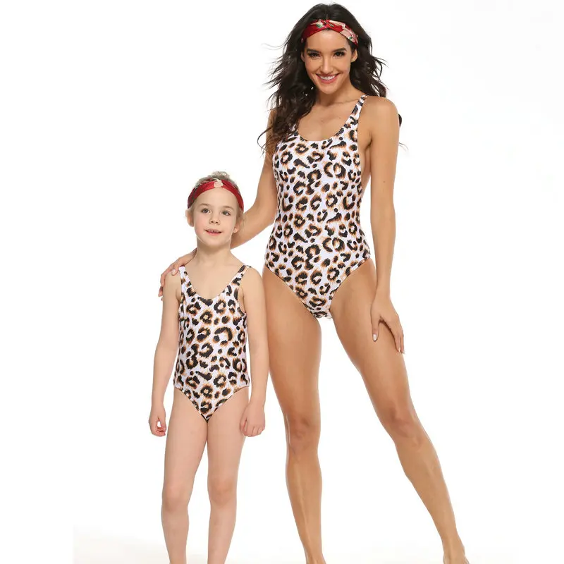 Купальный костюм с леопардовым принтом для всей семьи купальный мамы и дочки