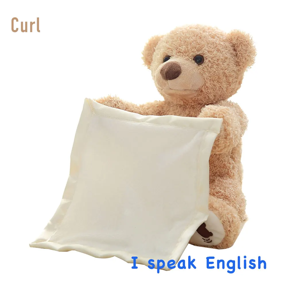 Curl EN Enjoybay Русский/Английский Peek a Boo говорящий плюшевый медведь играть в прятки мягкие игрушки милый мультфильм животных игрушка электрическая музыкальная игрушка - Цвет: Curl EN
