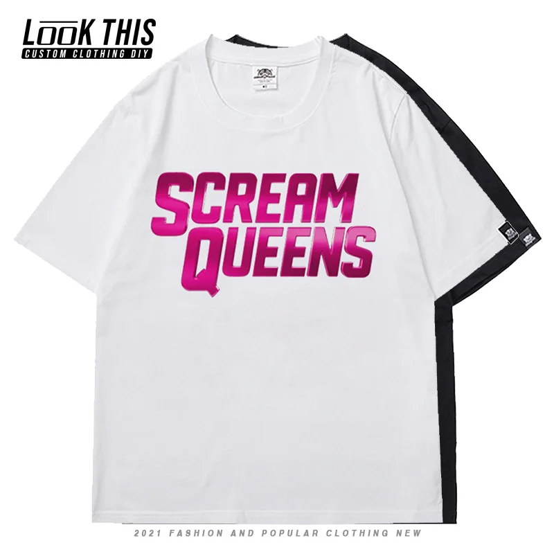 

Gothic E Girl Oversized T-shirt Scream Queens Womens Short Sleeve T-shirts 2021 Summer Loose Y2k Streetwear Print Tops & Tees
