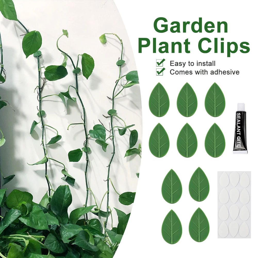 

10pcs Self Adhesive Garden Plant Clips Stems Vines Home Decor Cable Organizer Green Indoor Finishing Wall Glue Sticker