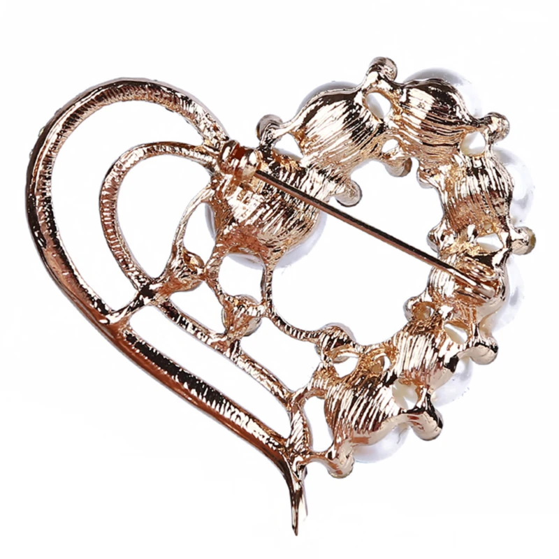 

Fashion High-Quality Alloy Love Heart New Pearl Rhinestone Brooch Women's Elegant Clothing Shawl Scarf Buckle Pins Jewelry