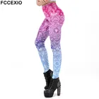 Леггинсы женские FCCEXIO, с принтом розовой мандалы, для тренировок, фитнеса, с 3D-принтом, размера плюс