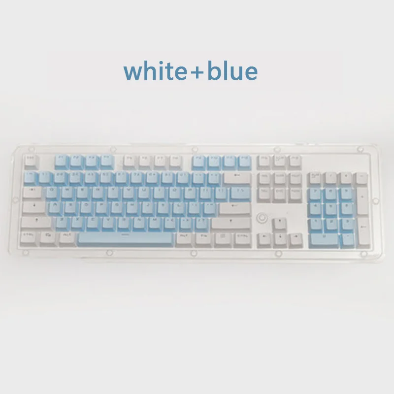 white blue PBT Translucent Backlight Keycaps 104 Keys Mechanical Keyboard Key Cap Double Shot Key Cap For Cherry MX - Цвет: white blue