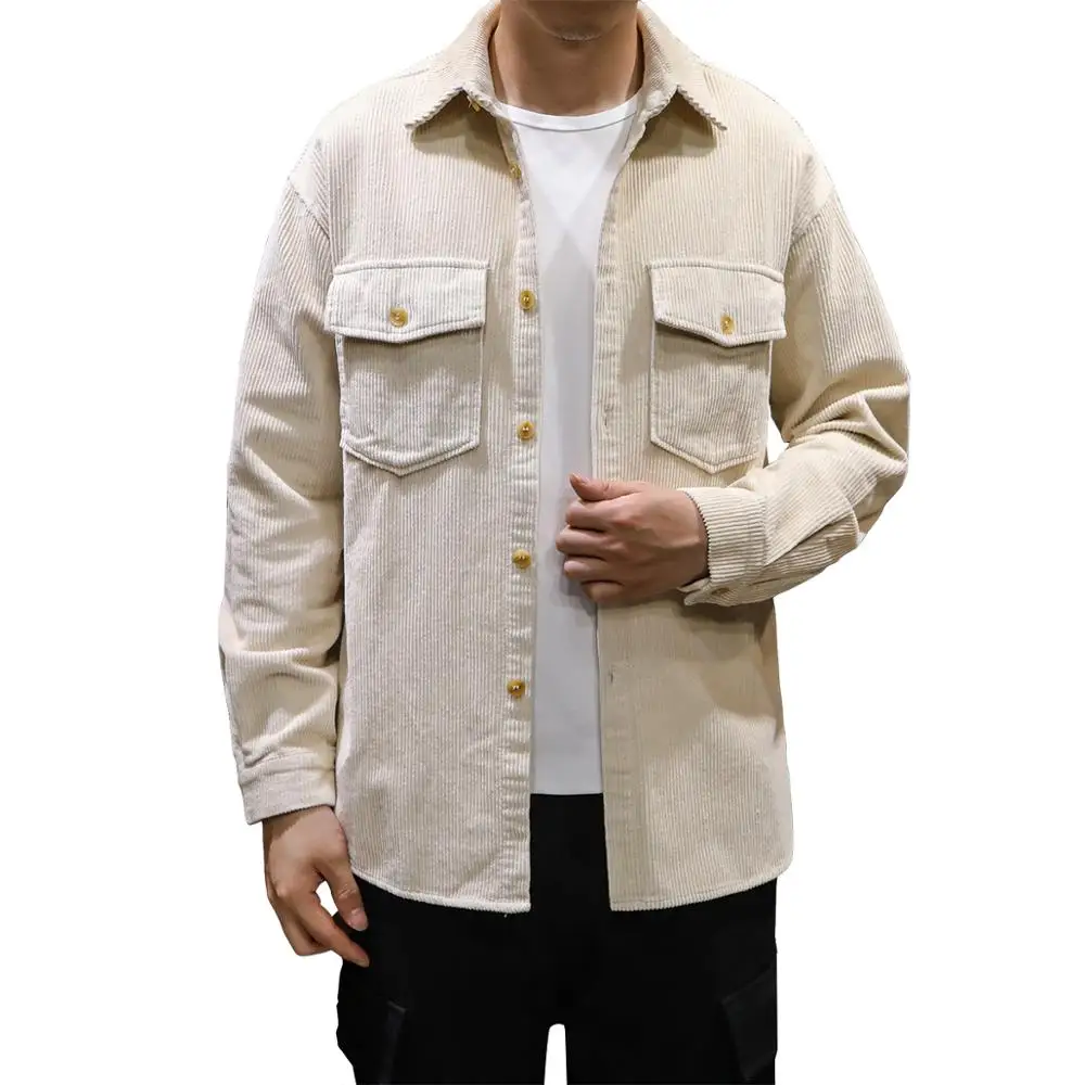 Мужская длинная рубашка в стиле Харадзюку коричневая Повседневная модная