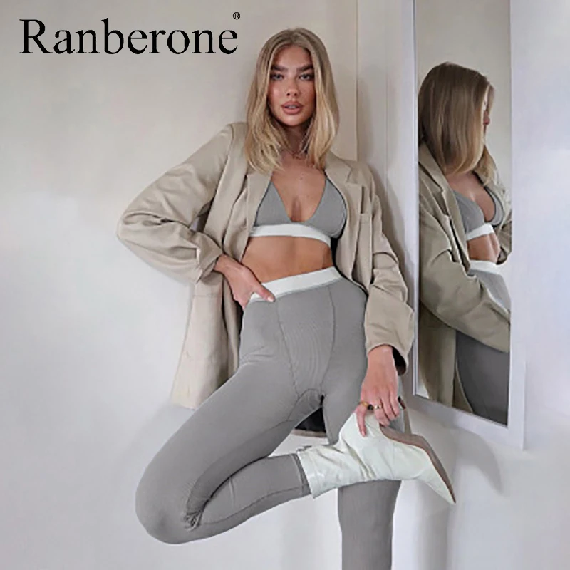 Ranberone женская спортивная одежда из 2 предметов для тренажерного зала комплект