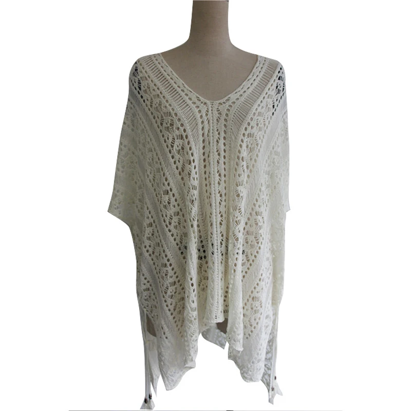 Трикотажное парео пляжное платье 2018 купальный костюм с открытой кроше