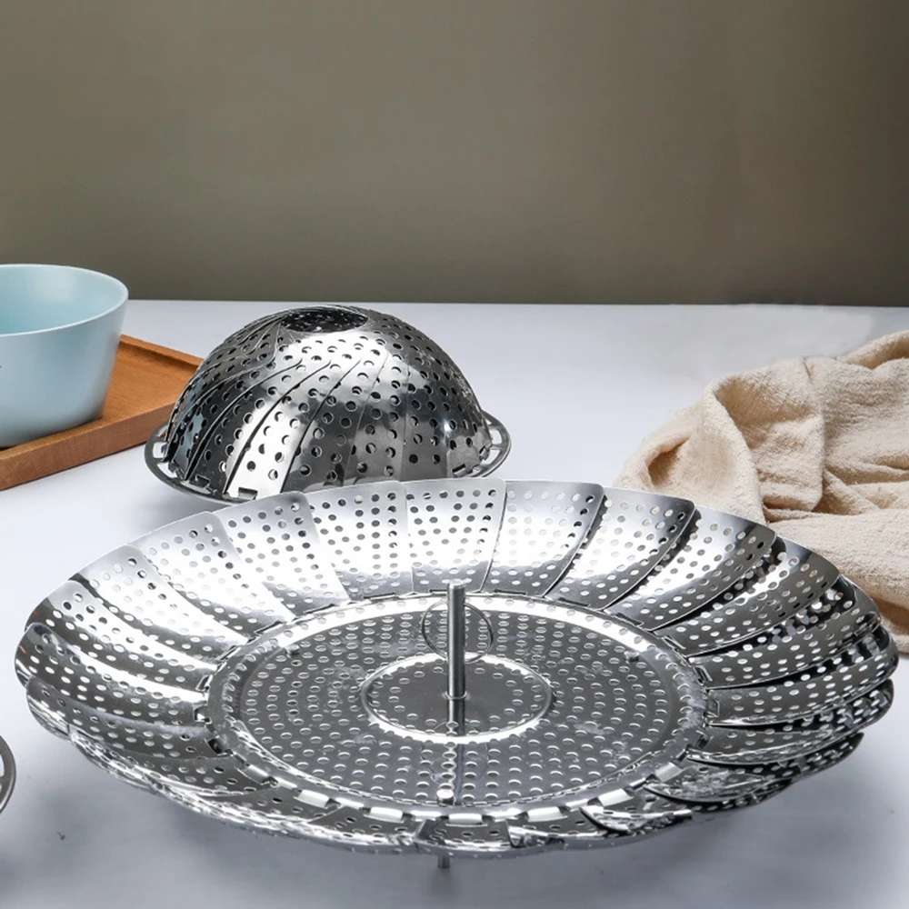 

1PC Multifunction Folding Dish Steam Stainless Steel Food Basket Vegetable Vapor Cooker Steamer Tray Kitchen Accessories