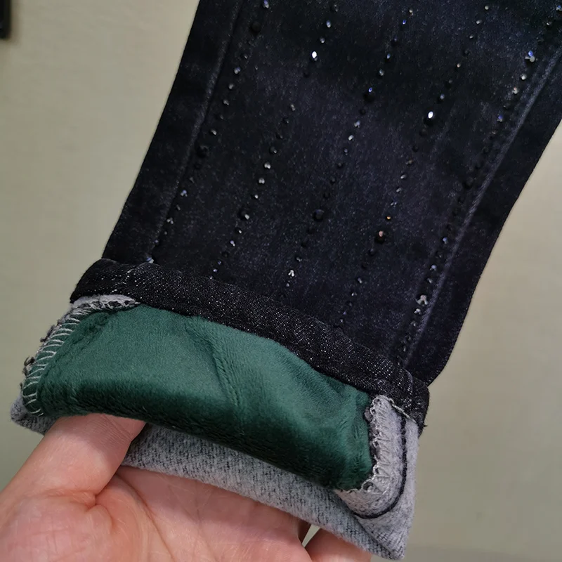 Женские бархатные джинсы теплые обтягивающие узкие джинсы-карандаш с эффектом