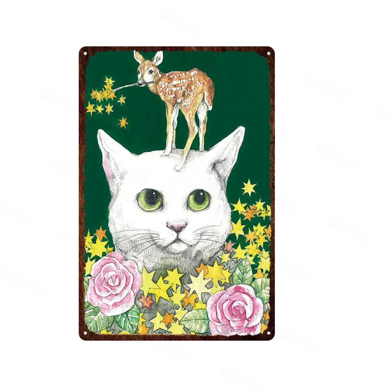 

Flower Cat Plaque Metal Vintage Tin Sign Pin Up Shabby Chic Decor Metal Signs Vintage Bar Decoration Metal Poster Pub Metal Plat
