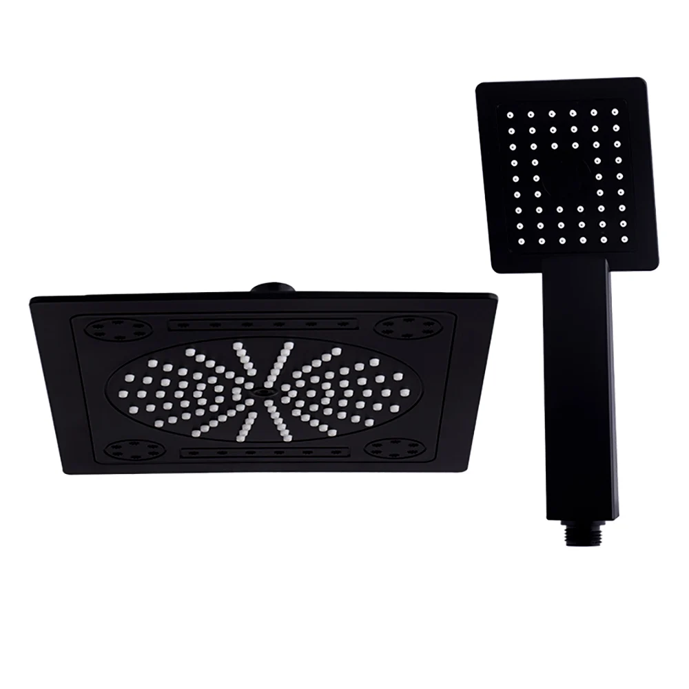 matte black abs plastic square faucet accessories high pressure combo bathroom hand shower head set free global shipping