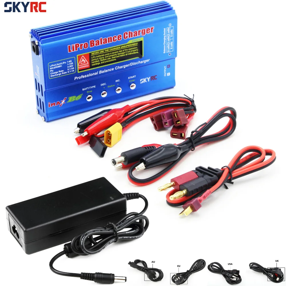 SKYRC IMax B6 V2 Цифровой ЖК-дисплей Lipo NiMh 3S зарядное устройство с питанием переменного тока 12 В 5A адаптер для Lipo батареи - Цвет: charger and adapter