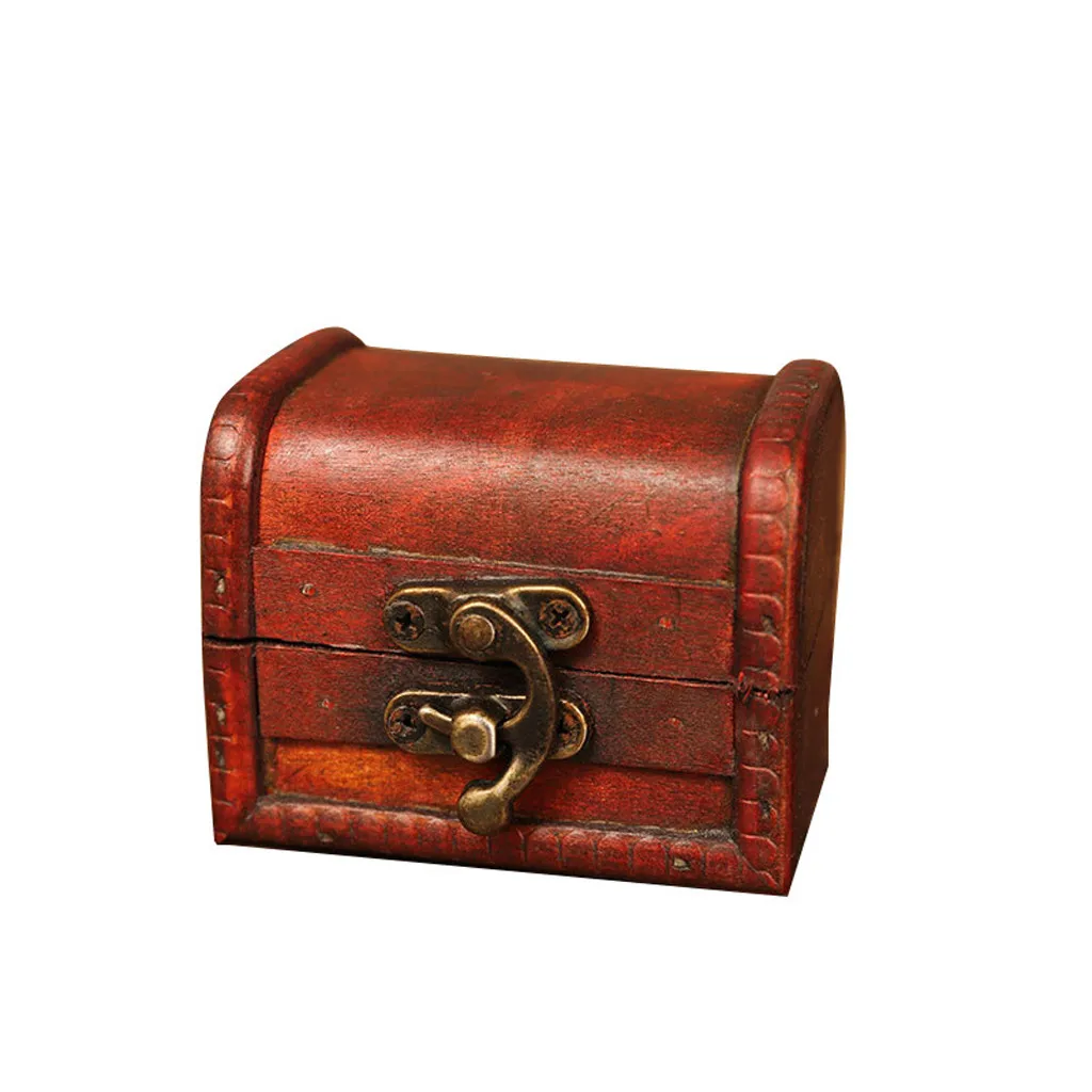 Винтажный декоративный чемодан для хранения Маленькая деревянная шкатулка в