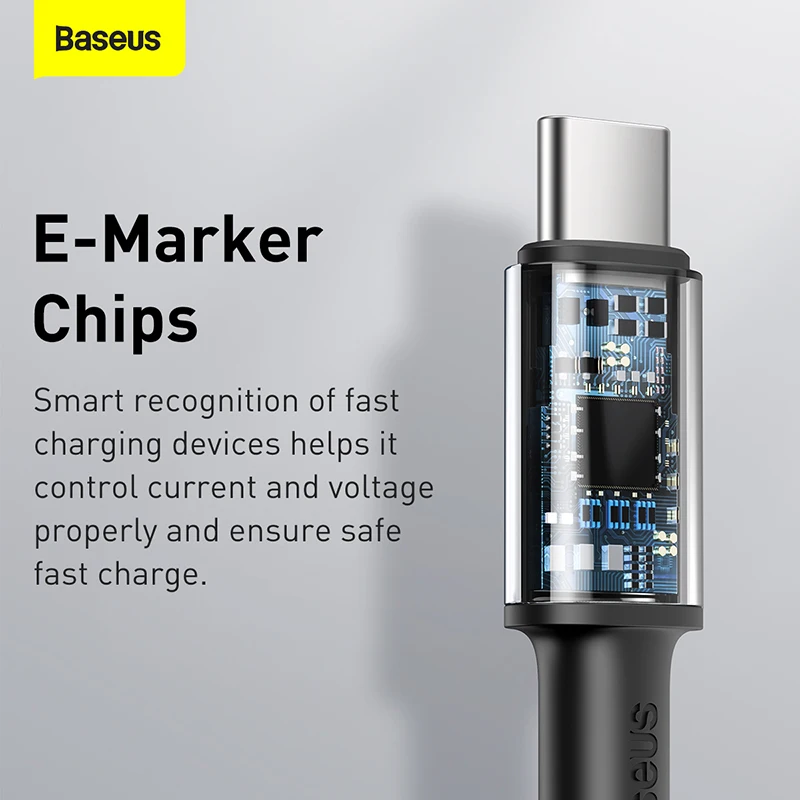 Кабель Baseus 100 Вт USB Type C к PD быстрая зарядка USB-C кабели для ноутбука Xiaomi Poco X3 Samsung S9