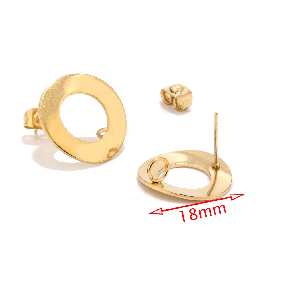 Сережки гвоздики из нержавеющей стали геометрические Круглые 18 мм 40