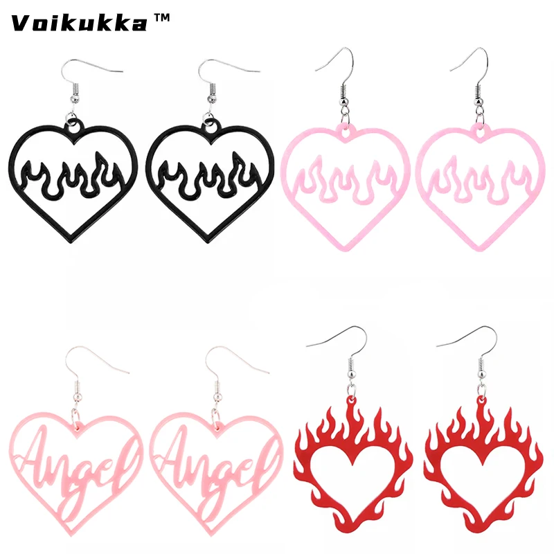 

Voikukka Jewelry 2022 New Product Acrylic Irregular Red Flame Little Bear Pendants Fashion Women Cute Earrings Accessories