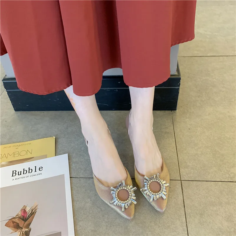 Шелковая обувь из хлопка с кристаллами коллекция 2019 года новые летние туфли
