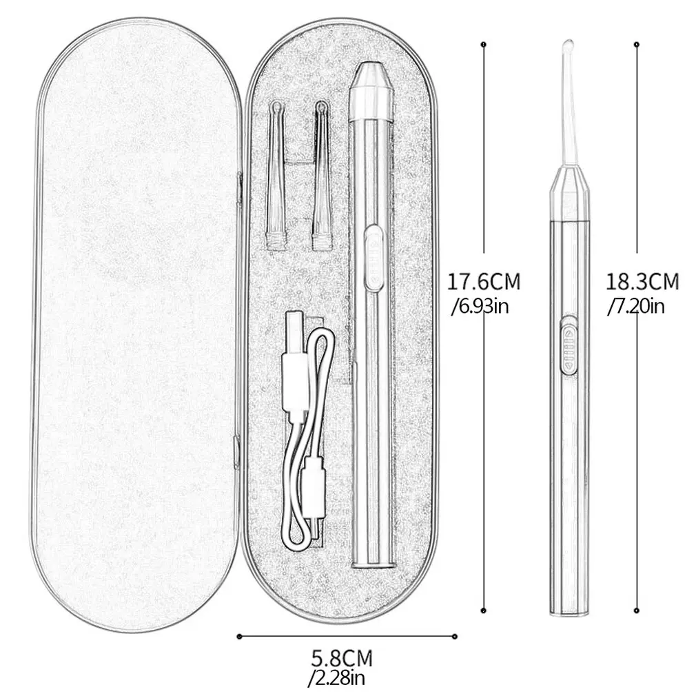 Перезаряжаемый безопасный Электрический Очиститель ушей Curette средство длоя