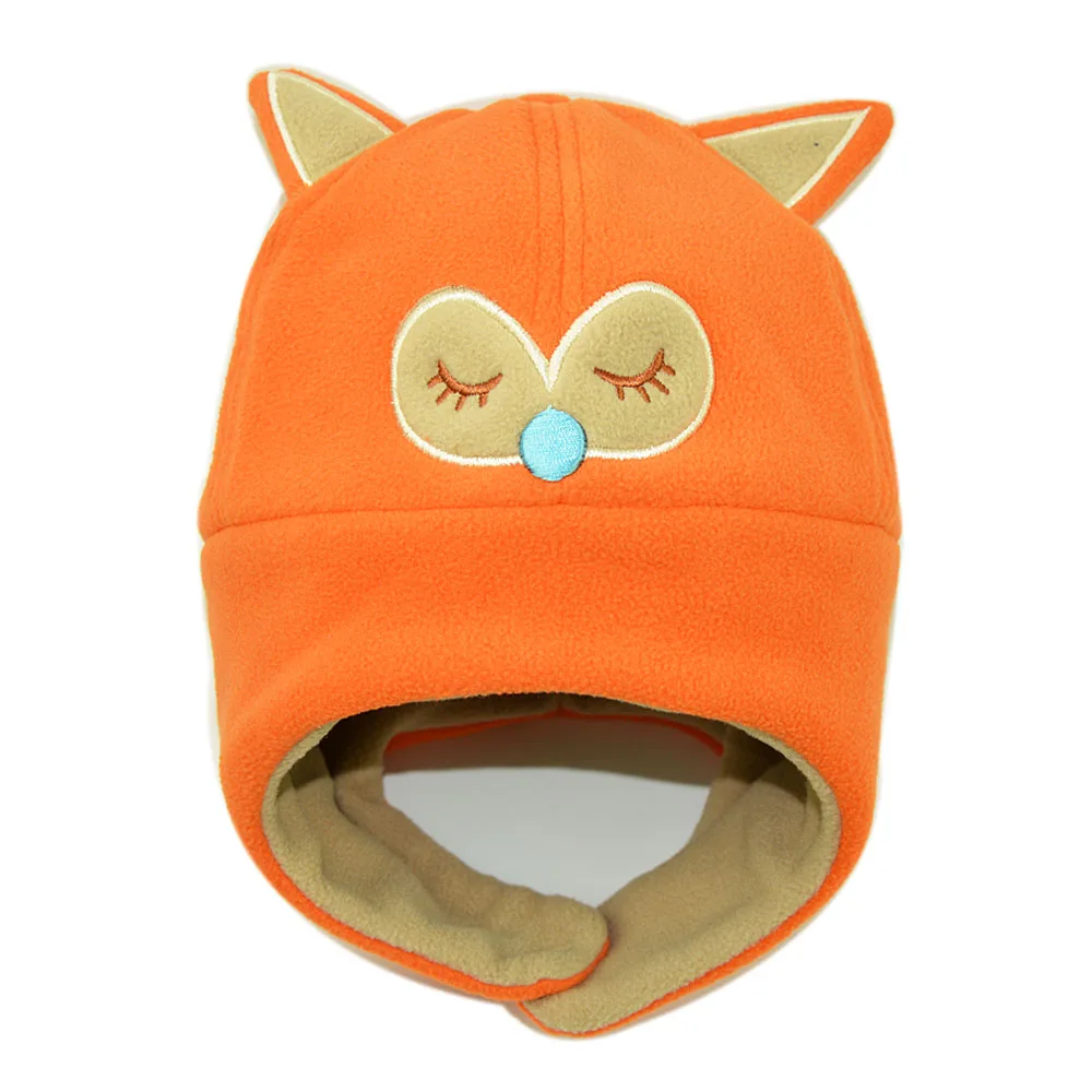 Новинка 2019 года детская зимняя шапка с рисунками животных лиса медведь ушами из