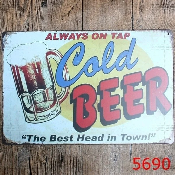 

Novelty Sign the cold beer metal Tin Sign 20*30 cm stier Decor Bar Pub Home Vintage Retro Poster comic stier(Visit Our Store