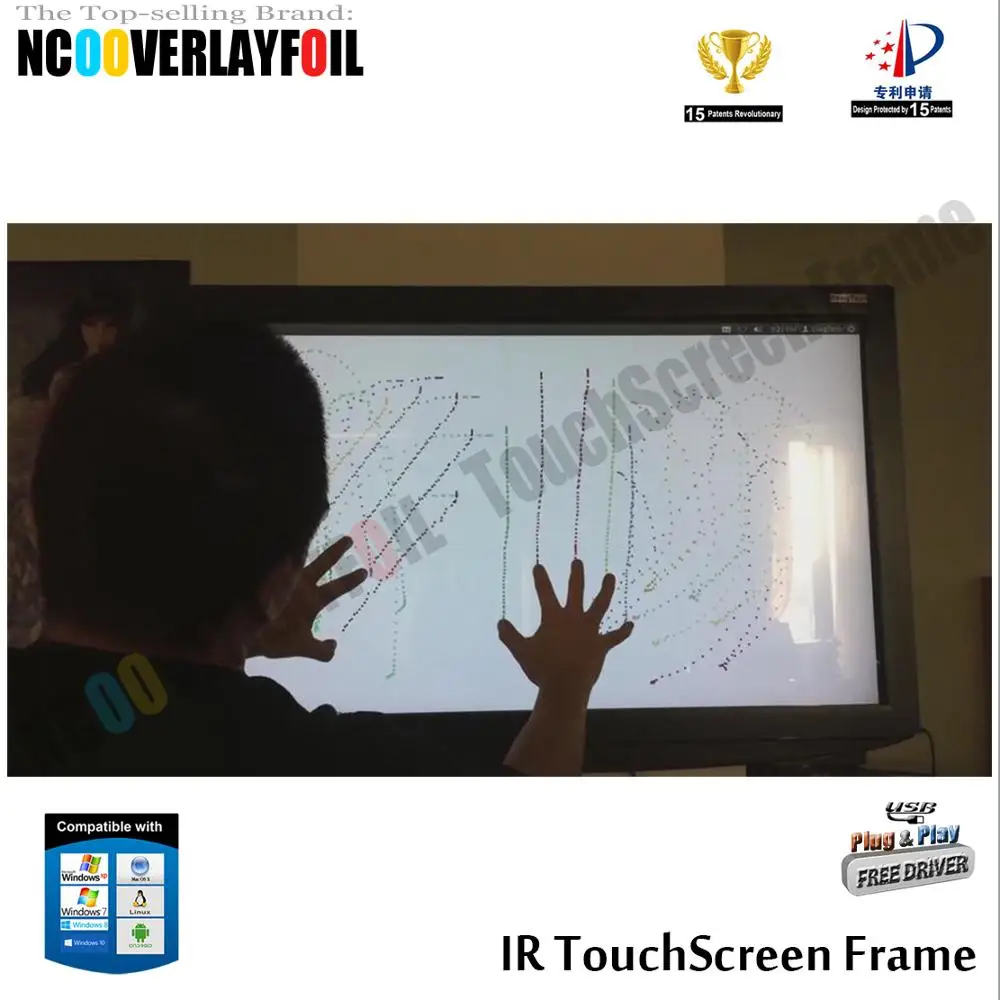 Инфракрасный сенсорный экран 55 дюймов с сенсорным экраном и 10 точками касания