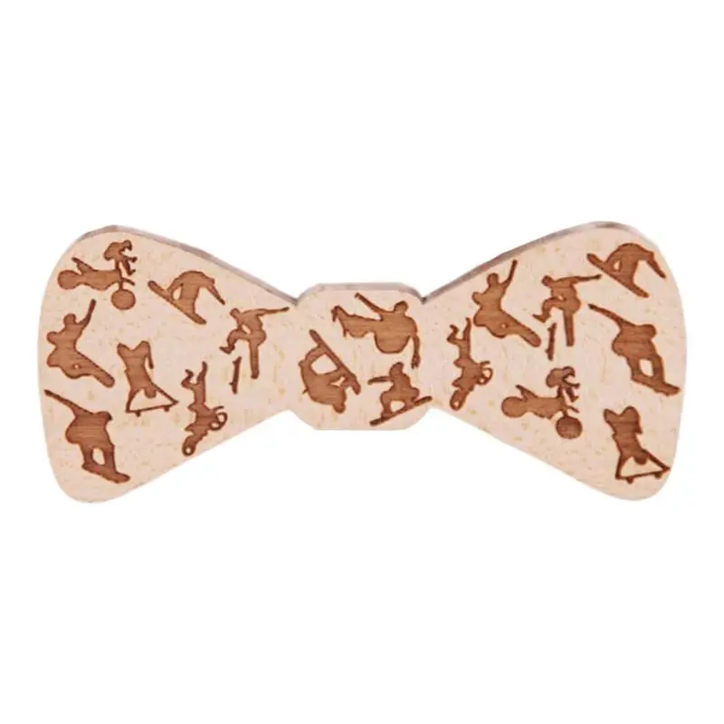 

Mens Boys Pre-Tied Bow Ties Geometric Rhombus Skull US Flag Pattern Handmade Wooden Magnetic Bowknot Party Accessory