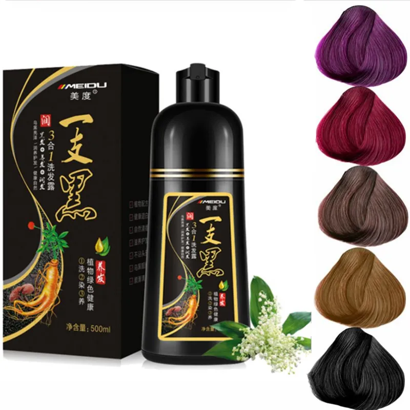

500ML Natural Soft Shiny Brown Hair dye Instant Gray Root Coverage Hair Color Modify Cream Stick Cover Up White Hair Colour Dye