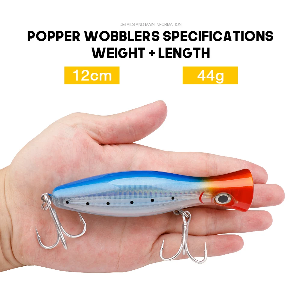 VTAVTA большой Topwater Poppers рыболовные приманки для моря 12 см 44 г плавающие воблеры щуки