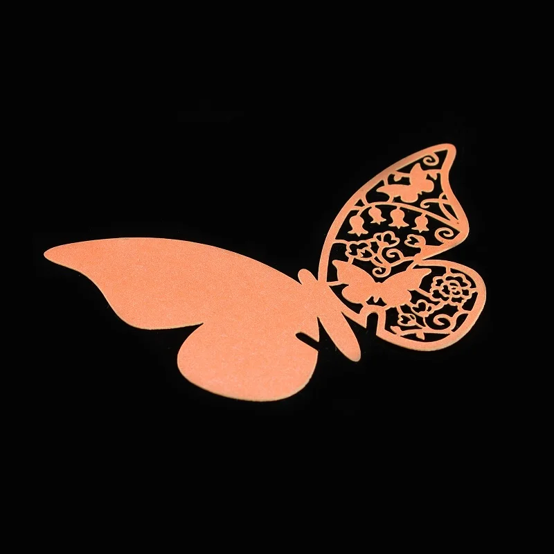orange 50 шт./компл. оптовые поставки Свадебные Бабочка карточка с именем и местом для Свадебная вечеринка Настольный декоративный бокал для вина вечерние события - Цвет: orange