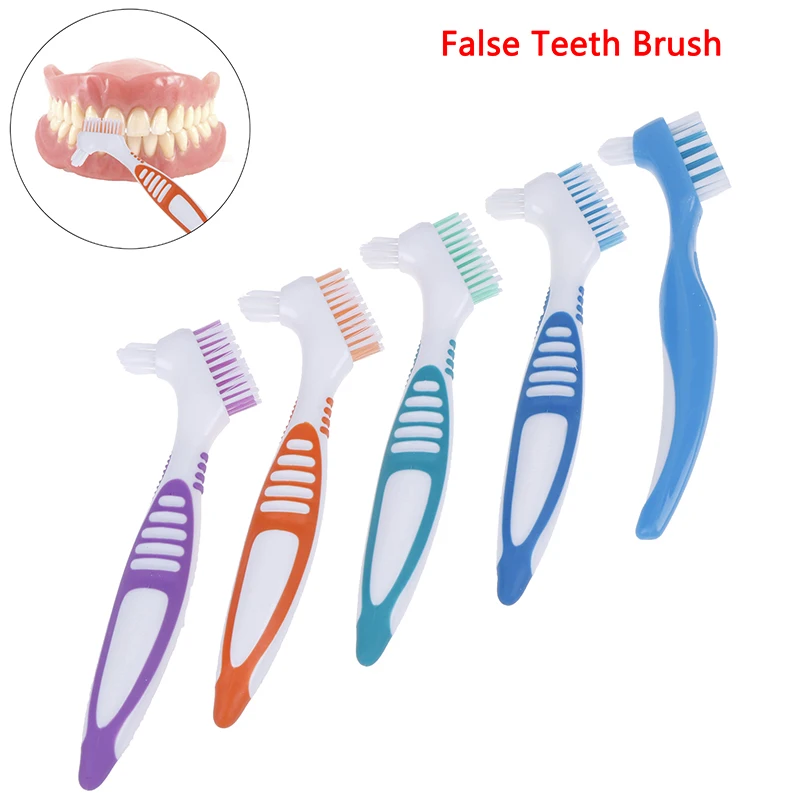 

New Multi-Layered Bristles False Teeth Brush Oral Care Tool Two-tone Denture Brush Teeth Whitening ,Denture Cleaning Brush