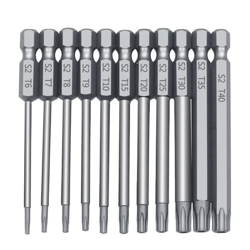 

11/12pcs Tamper Proof Security Drill Bit Set Torx Screwdriver Flat Head 1/4\" Hex R9UC