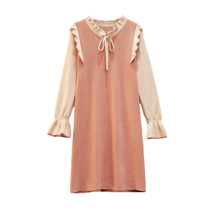 

Новинка 2022, осенне-зимняя одежда, женская одежда, свитер, ТРАПЕЦИЕВИДНОЕ ПЛАТЬЕ, Элегантные вязаные платья свободного кроя с длинным рукаво...