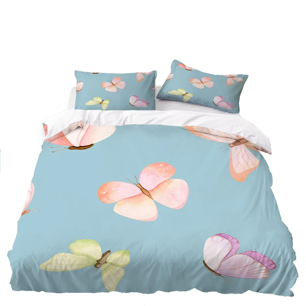 3D Бабочка Группа пододеяльник насекомых серии постельное белье розовый/синий