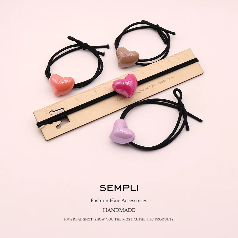 Sempli 7 карамельных цветов Смола Любовь Сердце нейлон высокая эластичность Резиновая лента Детская повязка для волос повязка на голову аксессуары для скручивания