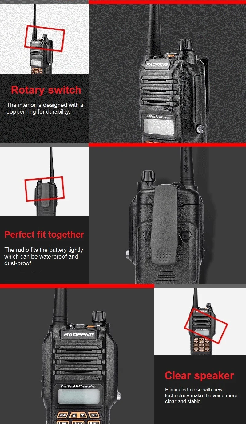 BAOFENG UV-9R PLUS 10 Вт Высокая мощность Водонепроницаемая рация UHF VHF 4800 мАч морской CB Ham Радио Рыбалка КВ трансивер UV 9R