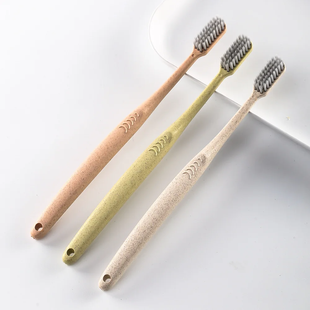 3 шт./компл. семейный набор цветов зубная щетка из пшеничной соломы с серебряными