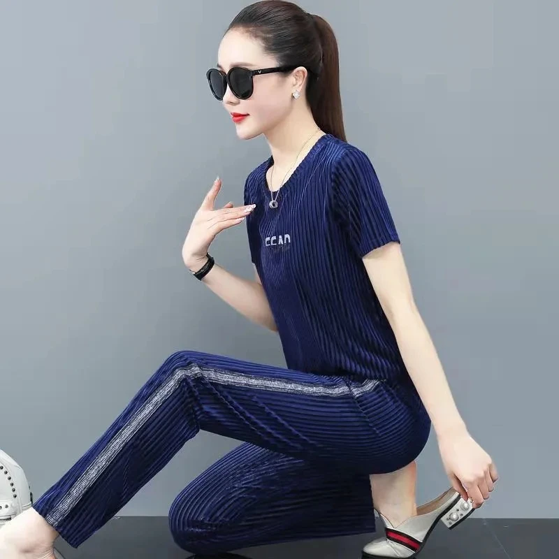 Женский золотистый бархатный костюм Новинка лета 2021 стильная модная спортивная