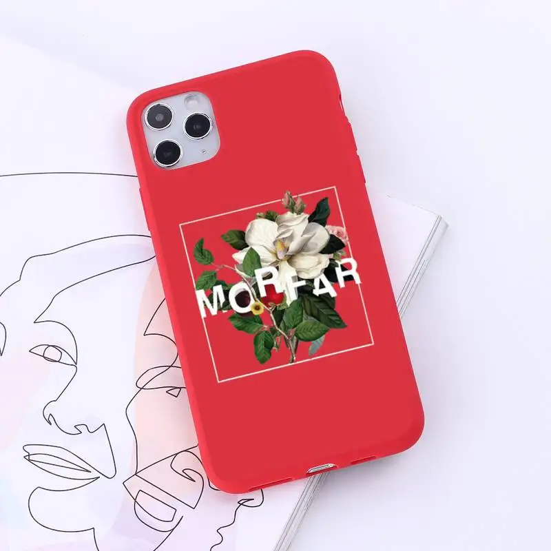 

Flower text art Phone Case Red Candy Color for iPhone 6 7 8 11 12 s mini pro X XS XR MAX Plus
