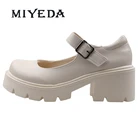Туфли-лодочки MIYEDA женские в Стиле Лолита, с круглым носком, с пряжкой, в стиле ретро, повседневные однотонные, на танкетке, весна, Y2K
