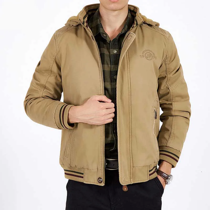Autumn Winter Thick Warm Hooded Bomber Jacket Fleece Coat Men Casual Jacket Parka Cotton Baseball Jacket Male Plus Size 4XL