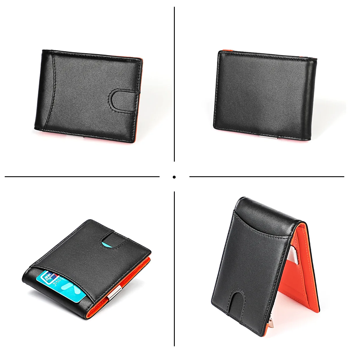 Baellerry мужской RFID натуральная кожа зажим для денег карта кошелек монета карман тонкий двойные денежный зажим держатель для денег мужской тонкий кошелек RFID
