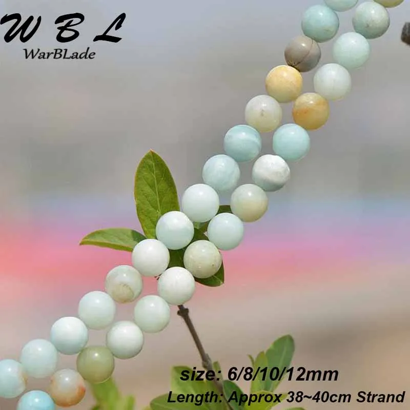 

WarBLade High Quality Natural Stone Colorful Amazonite Beads 6mm 8mm 10mm 12mm Round Loose Beads For DIY Bracelet Jewelry Making