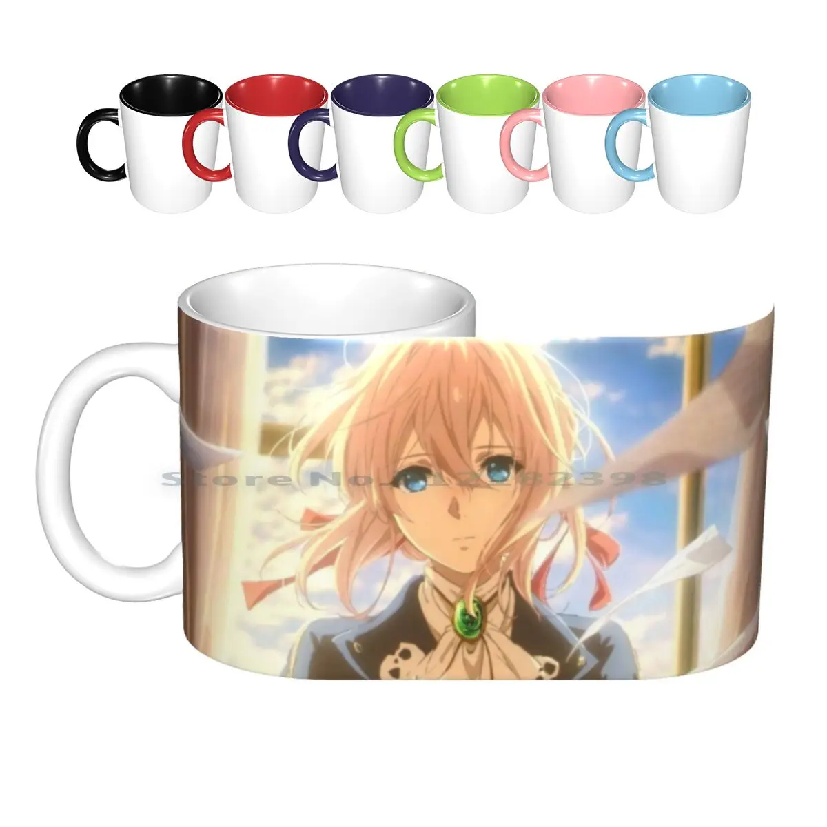 

Керамические кружки My Happiness, кофейные чашки, кружка для молока, чая, фиолетовая, фиолетовая, Evergarden, креативный тренд, винтажная Подарочная бу...